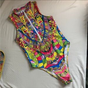 Trippy Rhinestone Studded Rave / Festival Bodysuit Size XS/S